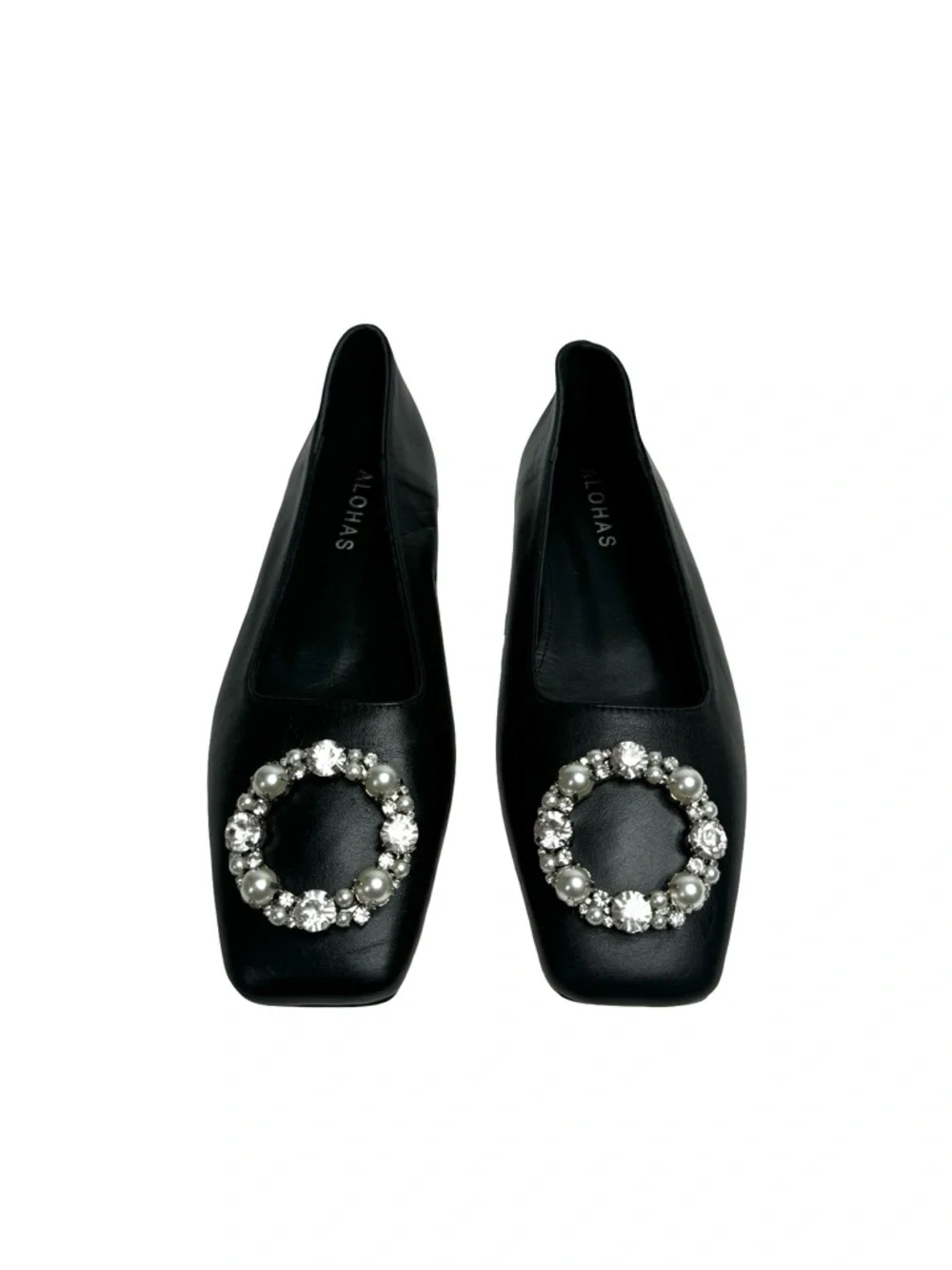 Alohas | NWOB Bella Crystal Ballet Flat Black Leather 35